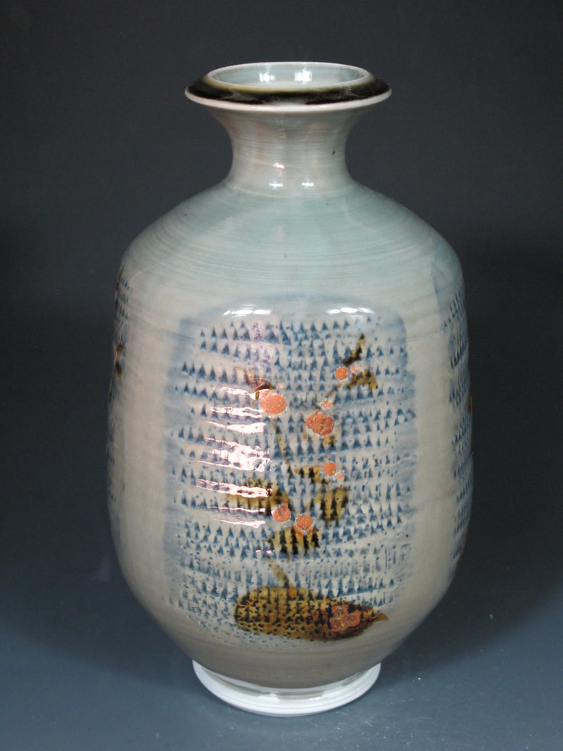 Porcelain vase with slip brushwork